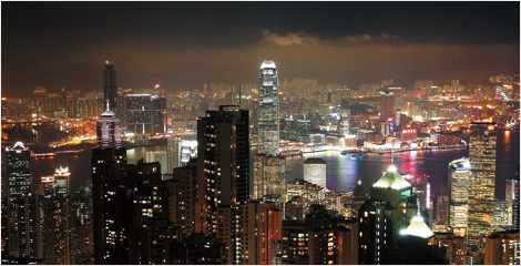 빅토리아 피크에서 내려다본 홍콩의 환상적인 야경